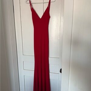 Elegant Red Slip Dress with V-Neck